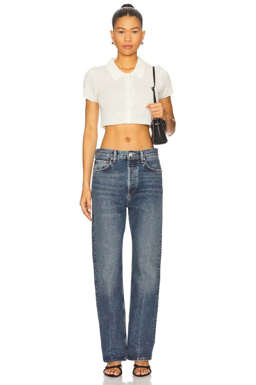 AGOLDE Fran Low Slung Relaxed Straight Leg Jeans in Dwell Blue Size 28 NWOT